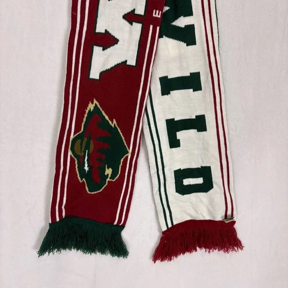 Minnesota Wild Hockey Red & White Reversible Winter‎ Scarf Unisex